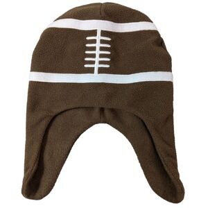 Toddler Football Brown Fleece Beanie Hat Winter Snow Gear One Size Outdoor